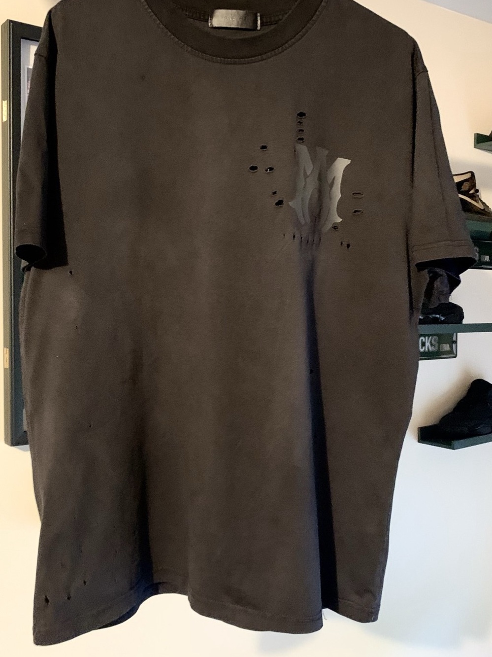 AMIRI MA Logo Distressed Tee Black Short Sleeve